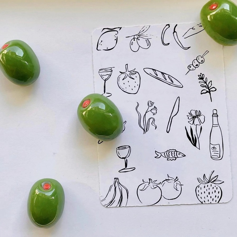 8pc Olive Fridge Magnet Set – Handmade – Green